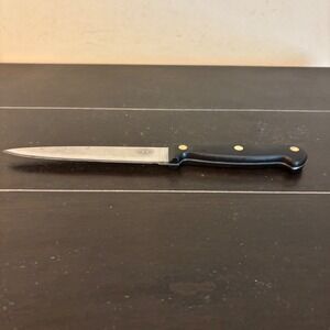 Regent Sheffield Paring Knife Black Handle Brass Rivets Stainless Steel England